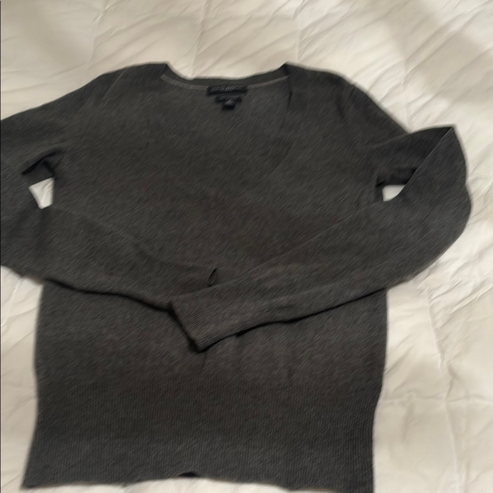 Cashmere 100% V Neck Sweater- Charcoal grey